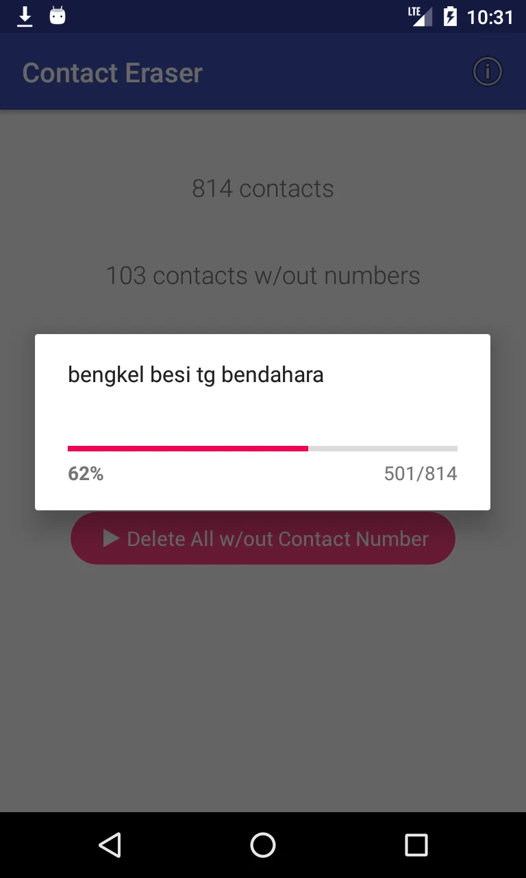 One-Click Erase All Contacts screenshot