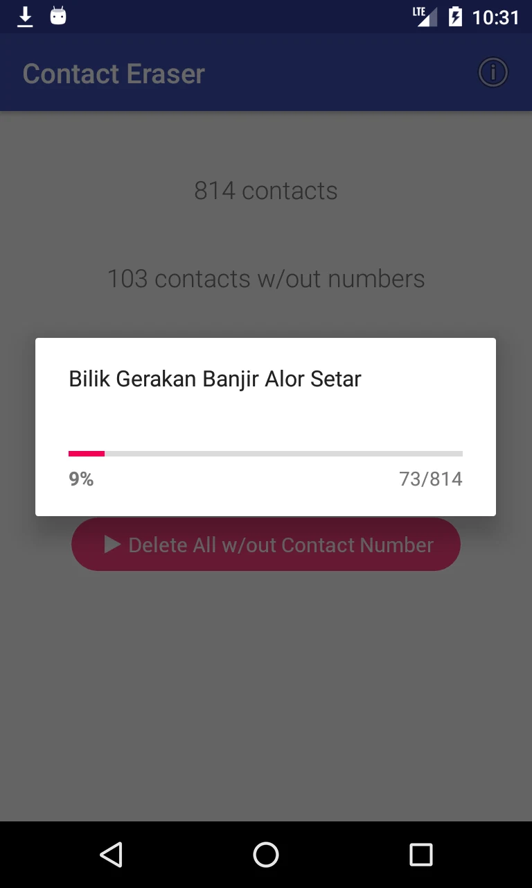One-Click Erase All Contacts screenshot