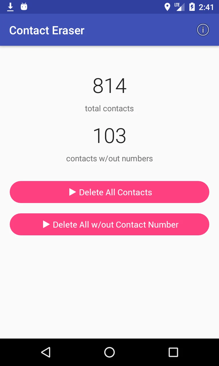 One-Click Erase All Contacts screenshot